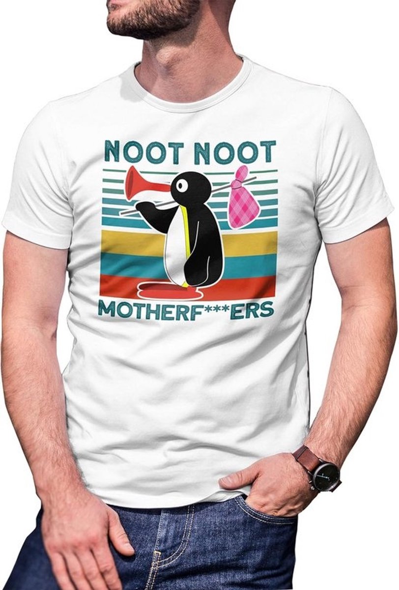 Grappig Pingu Meme 'Noot Noot' Klassiek T-Shirt voor Heren