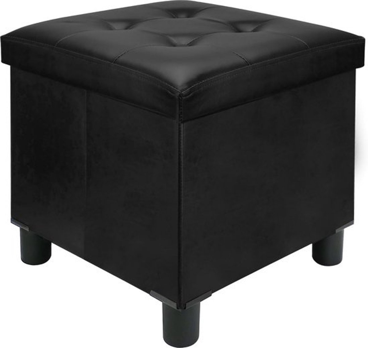 Opvouwbare Opbergpoef Vierkant Imitatieleer Zwart 45x45x45 cm