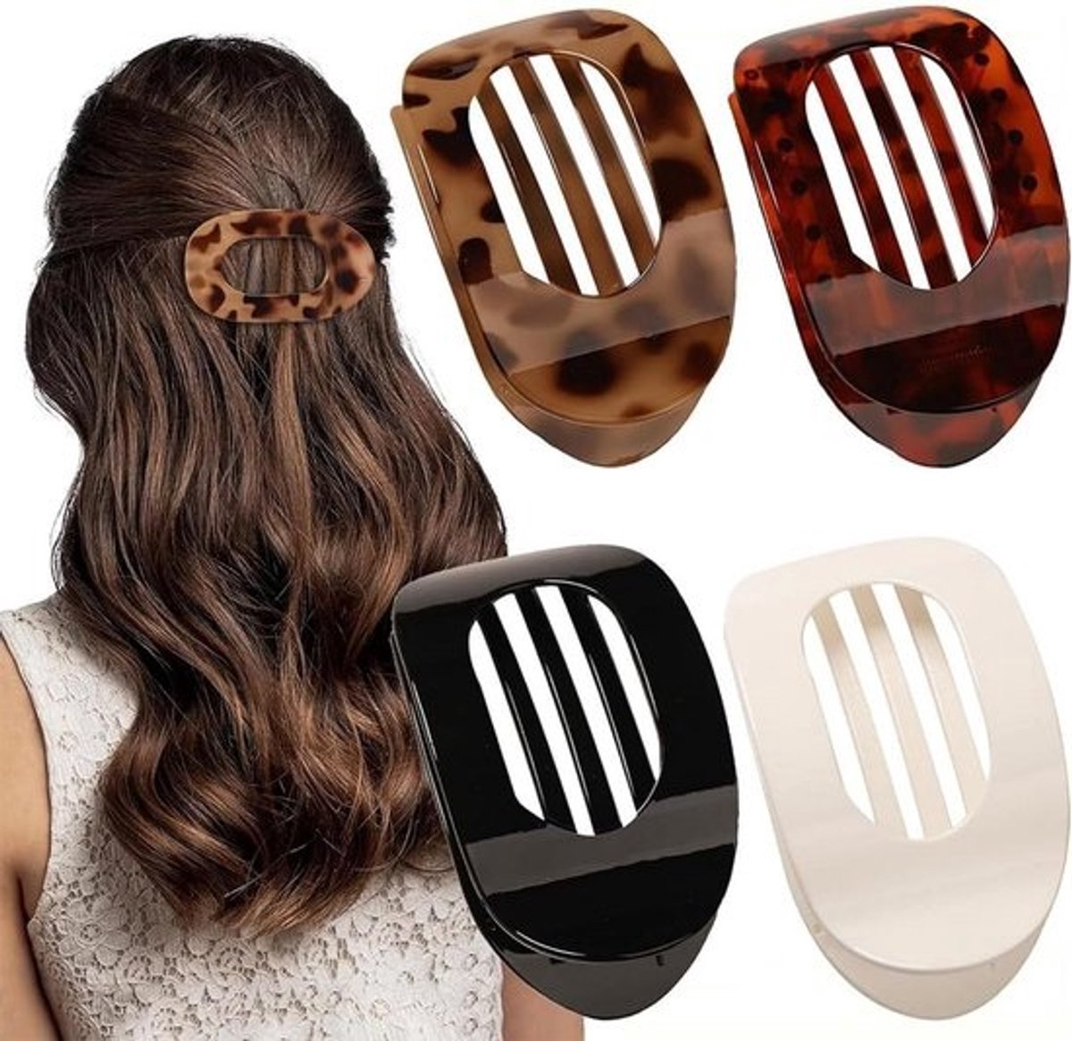 Set van 4 Grote Matte Gebogen Haarspelden voor Dames - Sterke Grip voor Dik en Fijn Haar