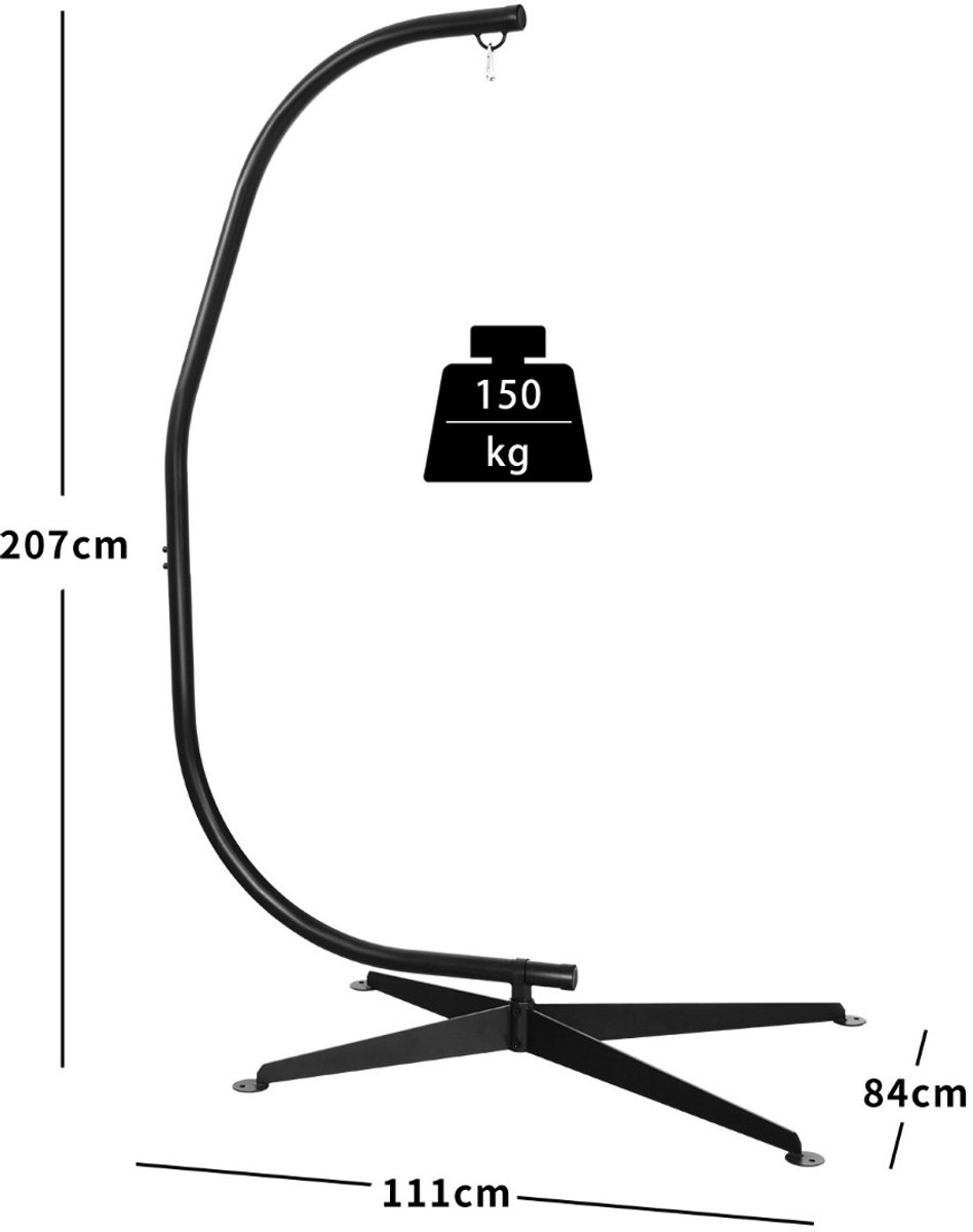 SureDeal® - Tuinmeubel - Vormige Hangstoel Standaard - 111x84x207 cm - Zwart