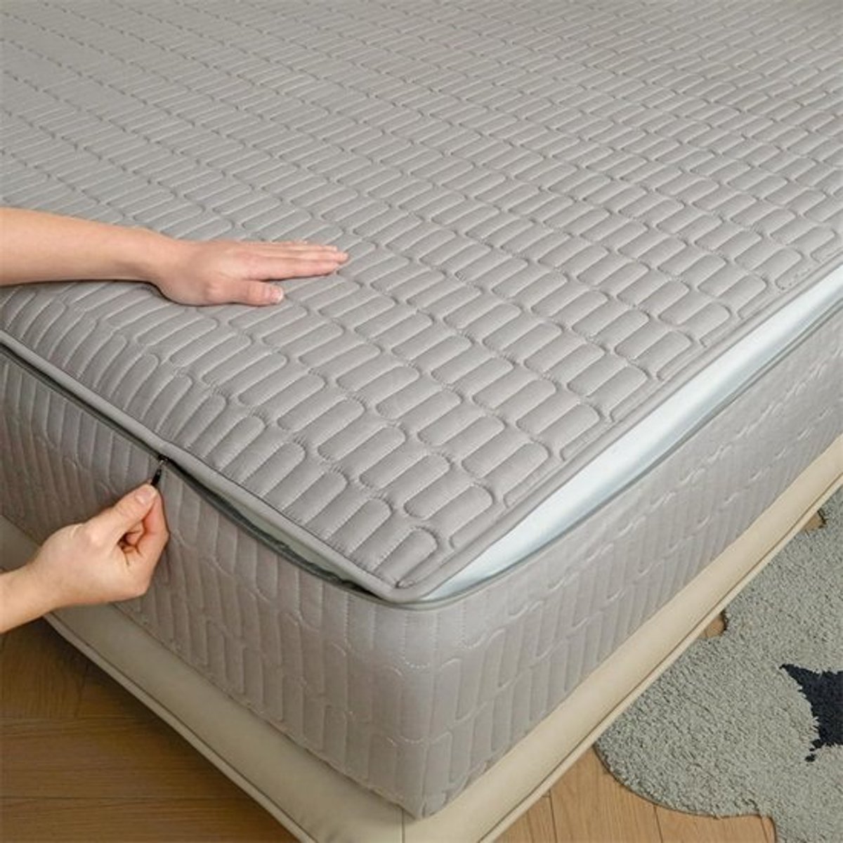 Matrasbeschermer - Matrashoes Beschermhoes - Matras Beschermen - Volledige Ritssluiting - 160x200+30 cm - Grijs