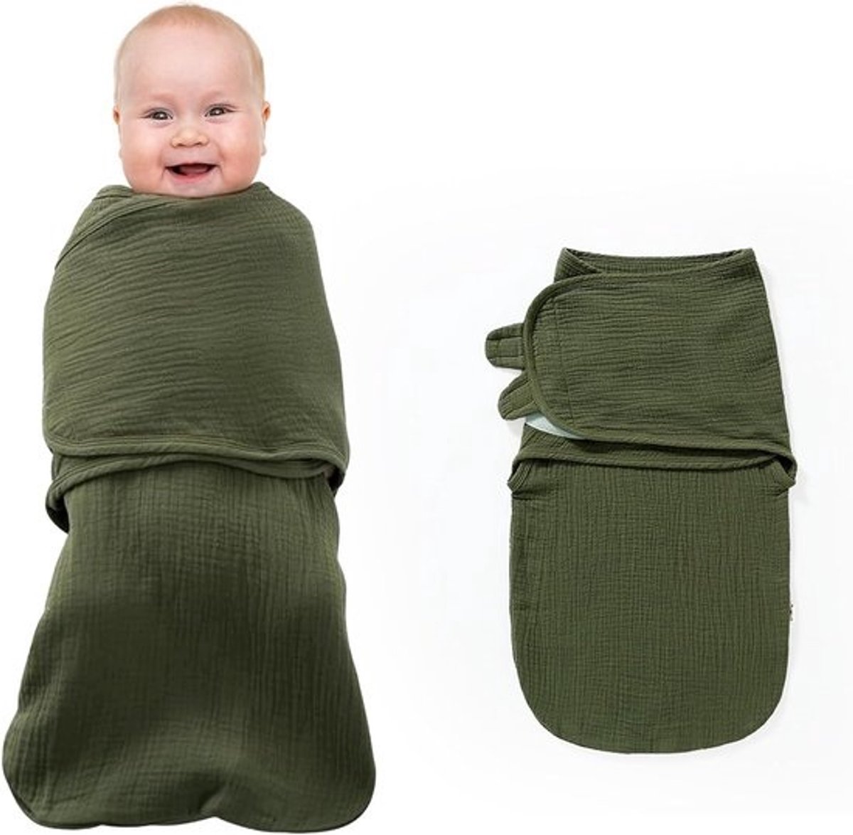 Baby Slaapzak - Wikkeldoek Newborn - Veilig Slapen - Verstelbare Klittenband - 0-6 Maanden - Groen
