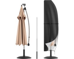 Parasolhoes Waterdicht - Zweefparasol Hoes - Parasol Beschermen - Inclusief Stang - 265 cm Hoog - Zwart