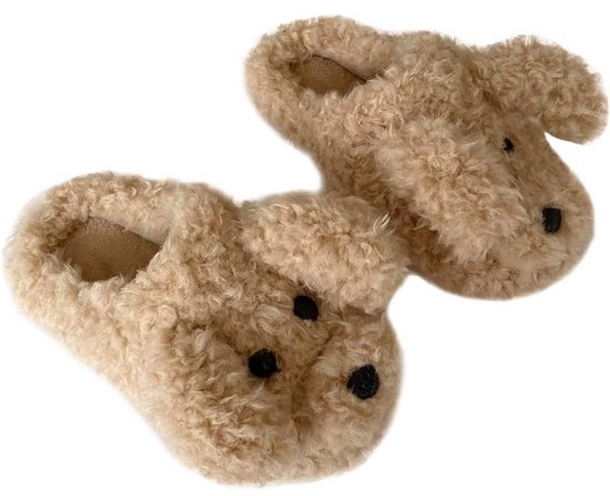 3D Cartoon Fluffy Teddy Slippers - Warm & Antislip voor Meisjes & Vrouwen