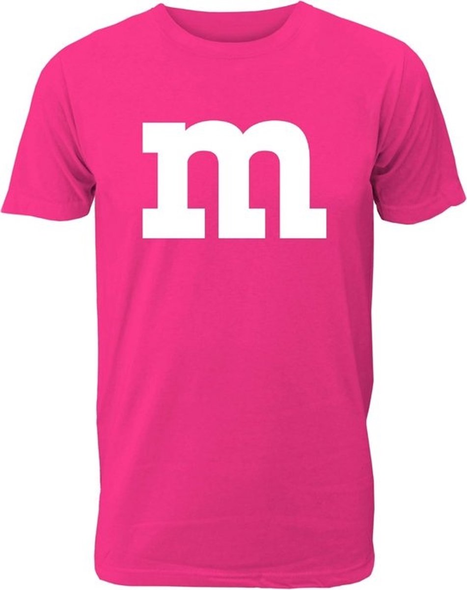 Roze Carnaval T-shirt met M Opdruk voor Heren - Feestkleding en Groepskostuum