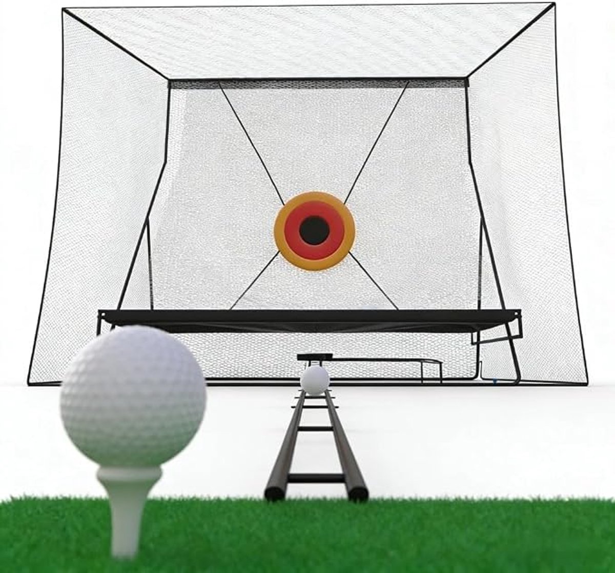 HOERFURIY golf oefennet 10×8FT, slagnet met balterugvoer – geschikt voor binnen en buiten, simulator kooi met zijwanden en slagscherm