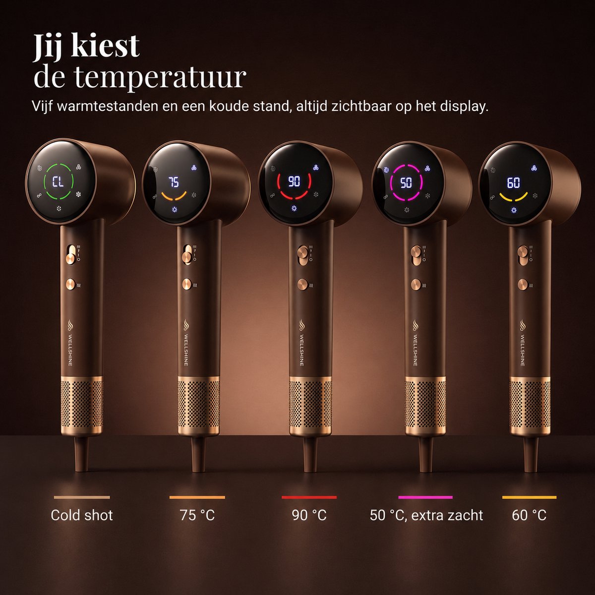 Wellshine Föhn met Diffuser - Ionische Haardroger voor Krullen & Stijl - Haarföhn - Reisföhn - Coolshot - 5 Standen - Incl. 3 Opzetstukken - Sèche Cheveux - Hairdryer - 1600W thumbnail 3