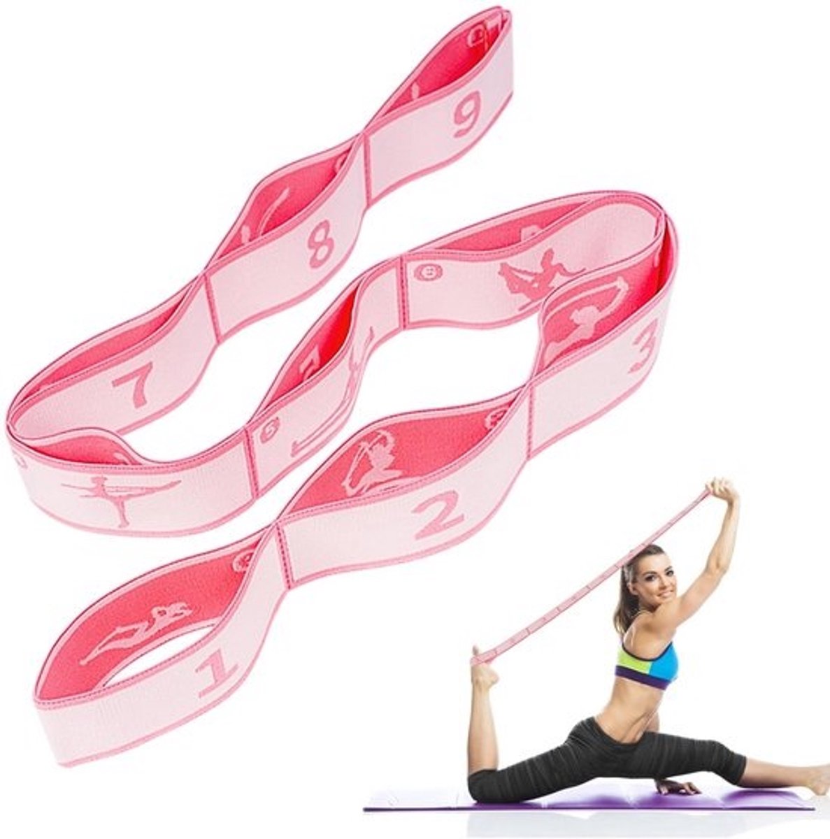 Dailygoods - Flintronic Yogabiem, stretchriem, yogaband, yogariem, yogariem, pilates, dans, training, gymnastiek