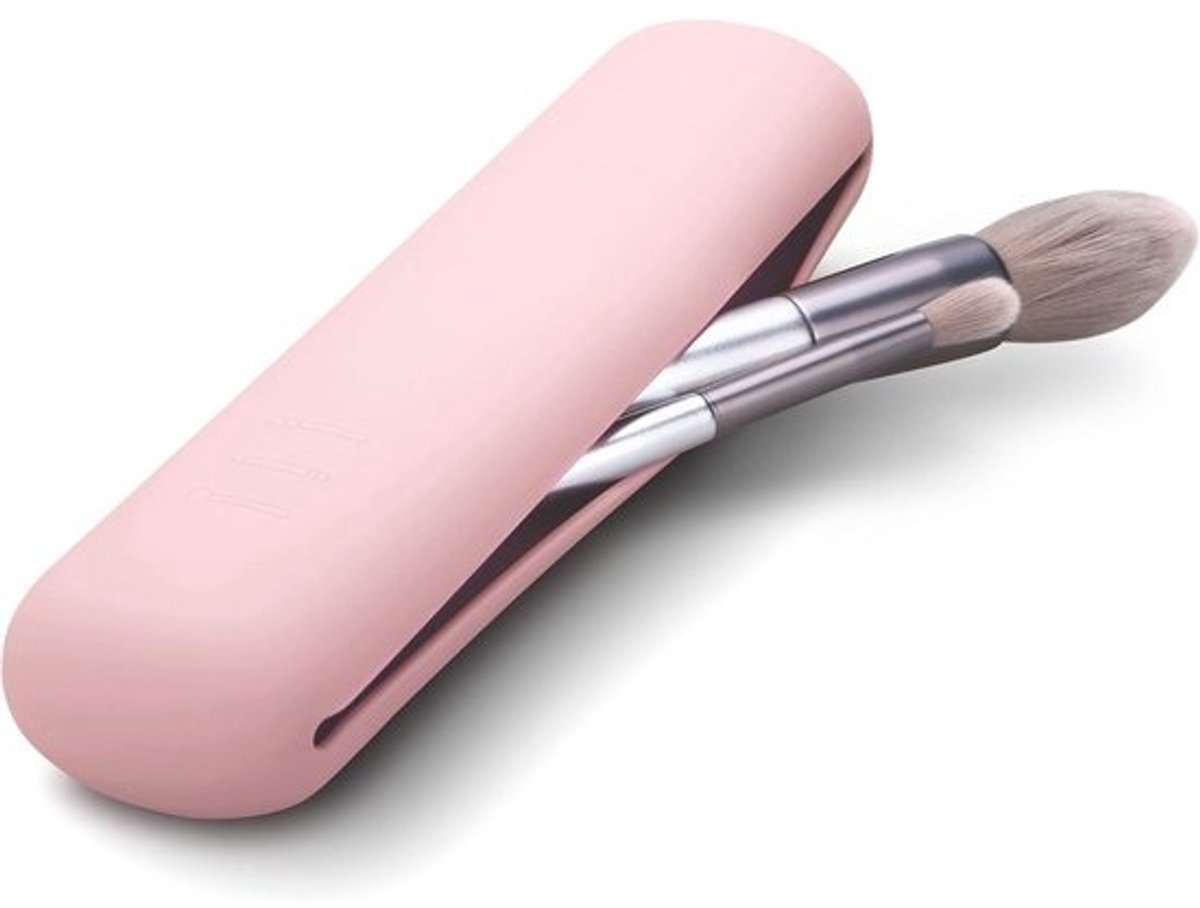 Draagbare Siliconen Make-up Borstelhouder voor Op Reis - Roze