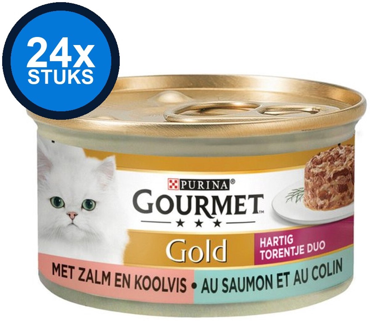 24x Gourmet Gold - Hartig Torentje Zalm - Kattenvoer - 85g