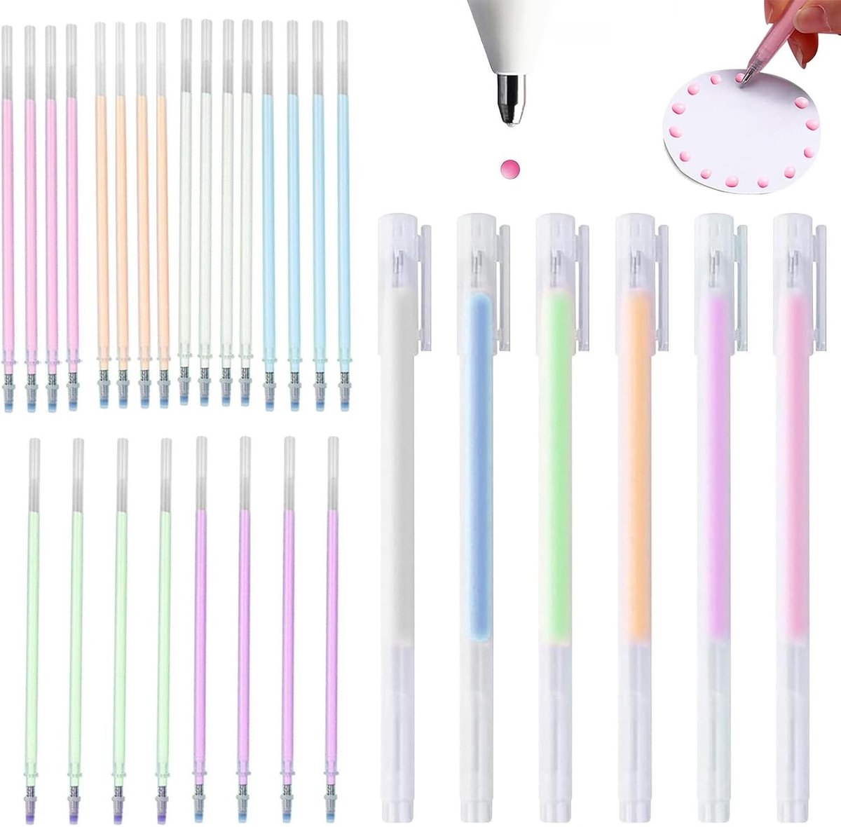 Set van 6 kleefpennen in 24-delige set, sneldrogend, fijne punt, ergonomisch ontwerp, perfect voor knutselen, DIY en schoolprojecten