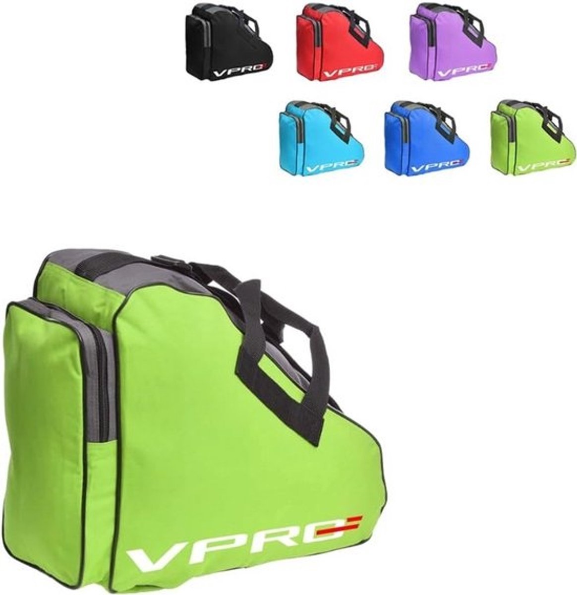 Schaatstas voor kinderen en volwassenen met draagriem en ritssluiting, geschikt voor inline skates en schaatsen, ruimtelijk en comfortabel, zwarte tas met reflecterende details