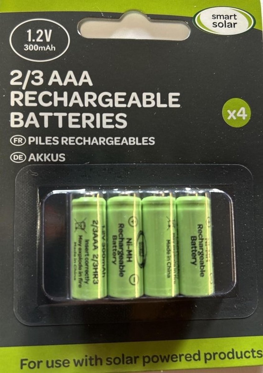 Oplaadbare Batterijen - Zonne-energie Accu - Tuinverlichting - Speciale Maat - 2/3AAA