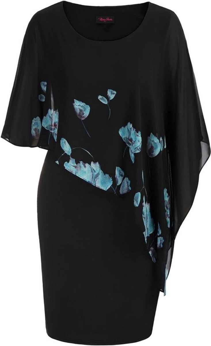 Plus Size Chiffon Jurk met Cape - Avondjurk voor Feest en Cocktail
