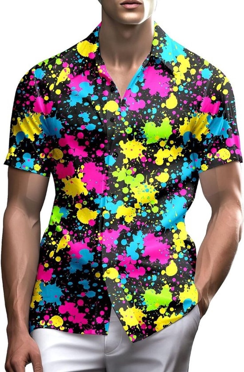 Herenshirt Jaren 80 - Retro Outfit Mannen - Feest Kleding - Relaxed Fit - XXL
