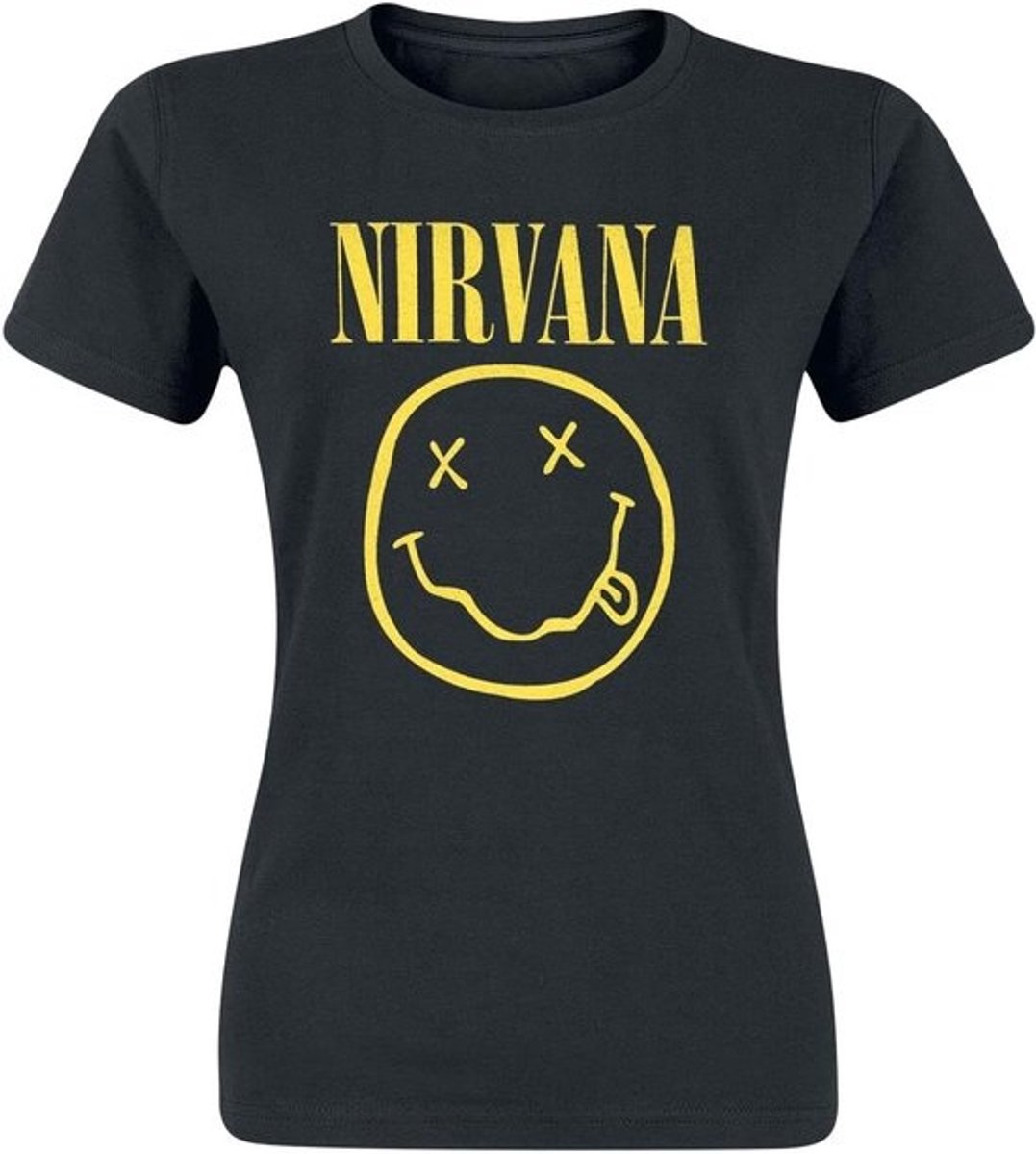 Zwart Dames T-Shirt met Smiley Logo - Regular Fit