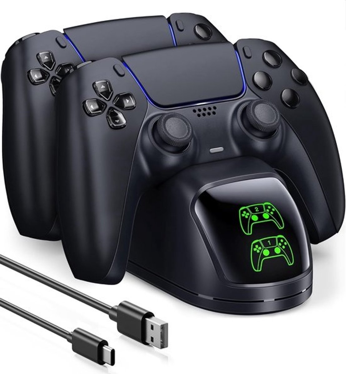 Controller Oplader - Dubbele Oplaadstation - Games Opladen - Snellaadfunctie - 18cm Pakket - Zwart