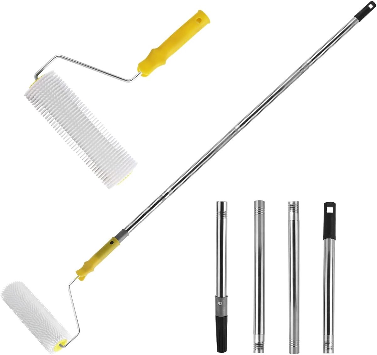 Spine Roller voor Ventilatie van Vloercoatings, 23 cm met 4 RVS Verbindingsstangen, Ideaal voor Compensatiemassa en Verbetering van Luchtcirculatie