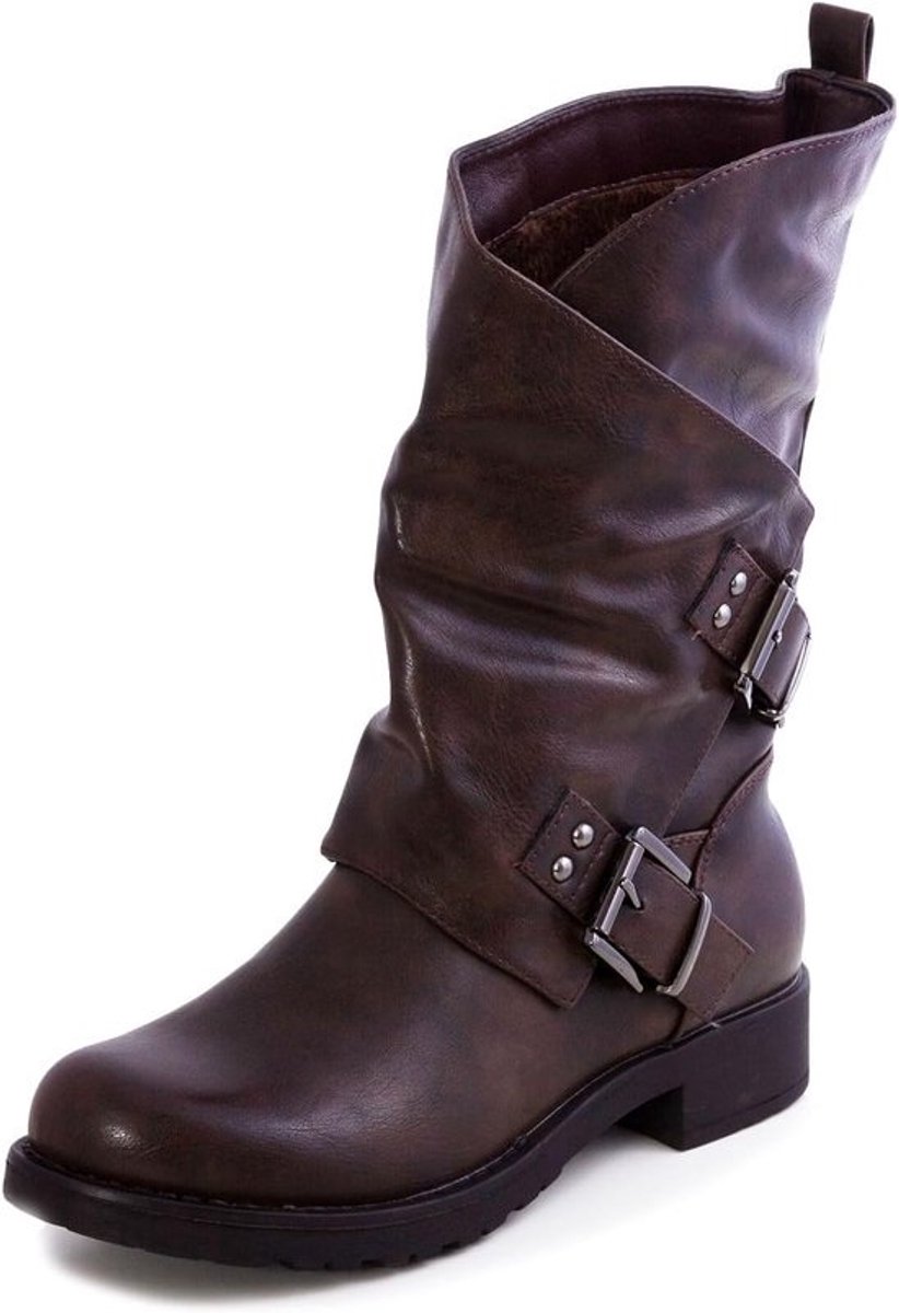 Stoere Dames Biker Laarzen met Gespen