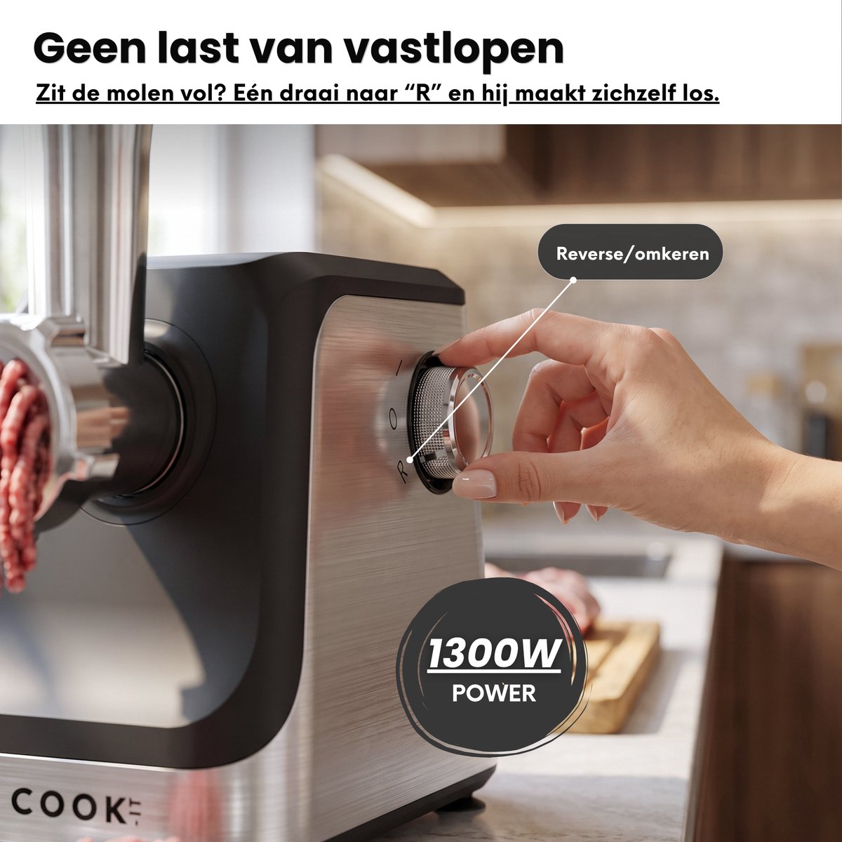 COOK-IT Vleesmolen Pro - 1800W - Gehaktmolen - RvS