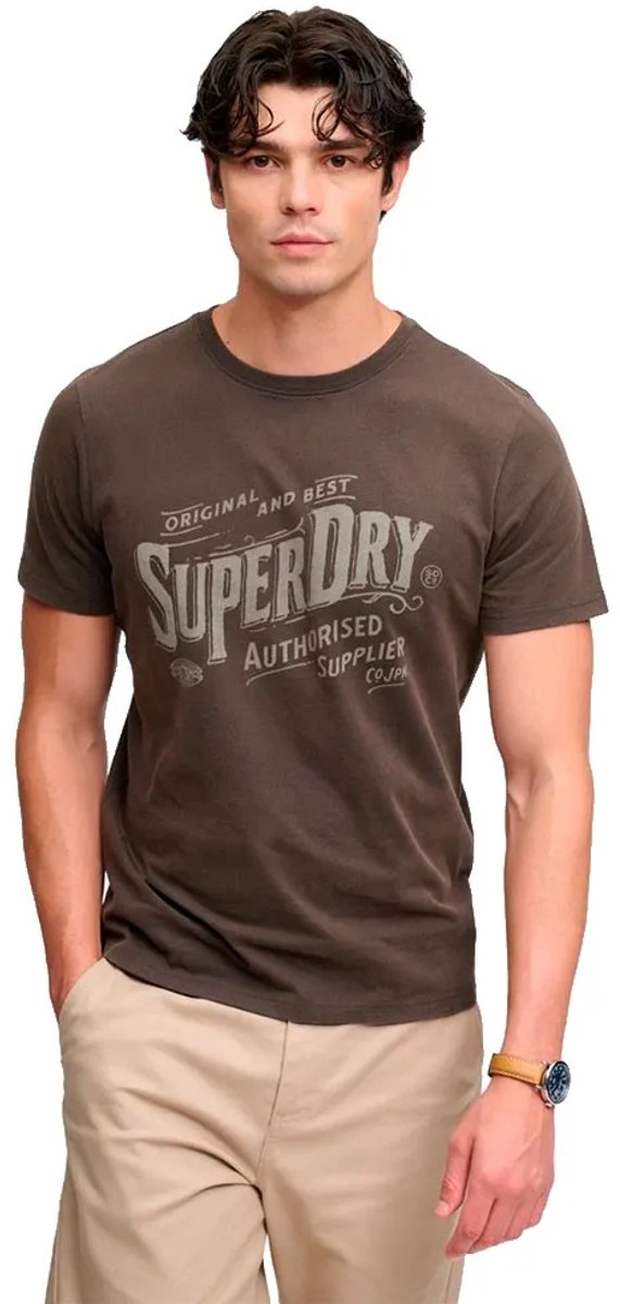Superdry Vintage Workwear Print T-shirt Heren T-shirts Zwart