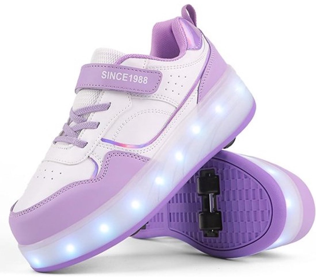 Verlichte Rolschaats Schoenen voor Kinderen LED Skates met 4 Wielen en Intrekbare Zolen