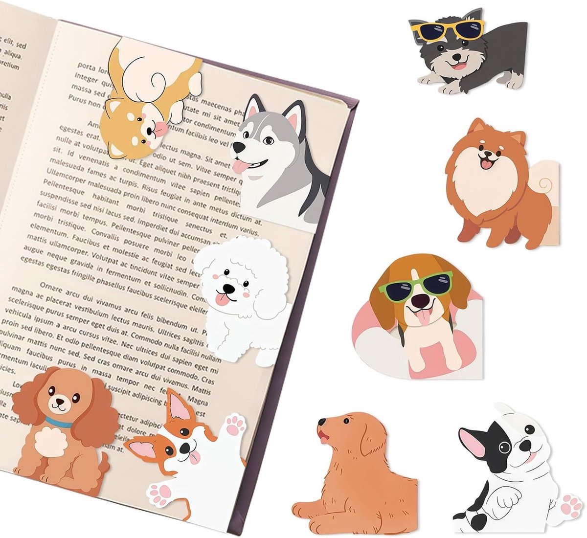 Schattige honden thema boekenleggers, magnetische boekenleggers voor hondenliefhebbers, perfecte cadeaus voor Valentijn en gasten