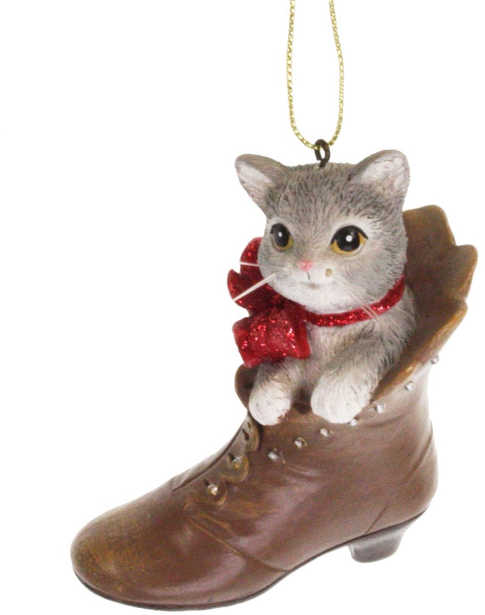 MEA Ornament Kat in laars, 7x4x8cm Zie foto