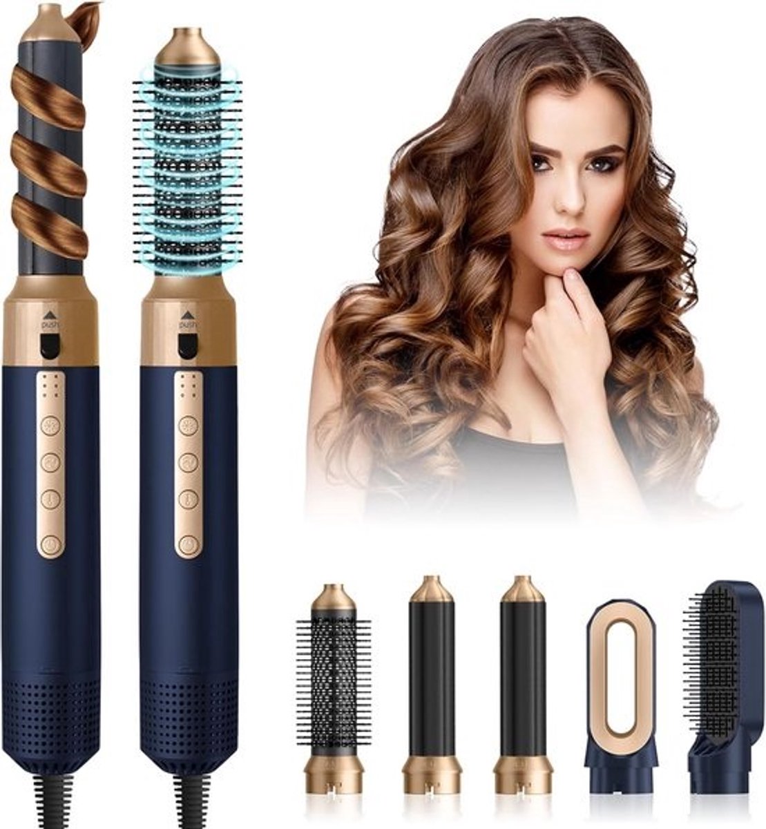 Krachtige Hoge Snelheid Föhn & Air Styler Set met Ionentechnologie en Automatische Krultangfunctie