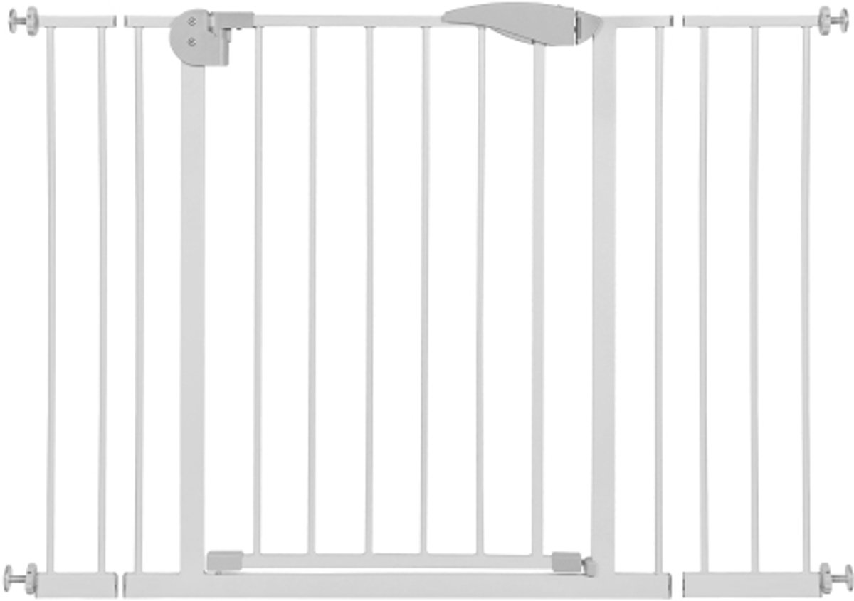 Traphekje met Hondenluik 75-115 x 76 cm – Verstelbaar Huisdierenhek Zonder Boren – Met Verlengstukken