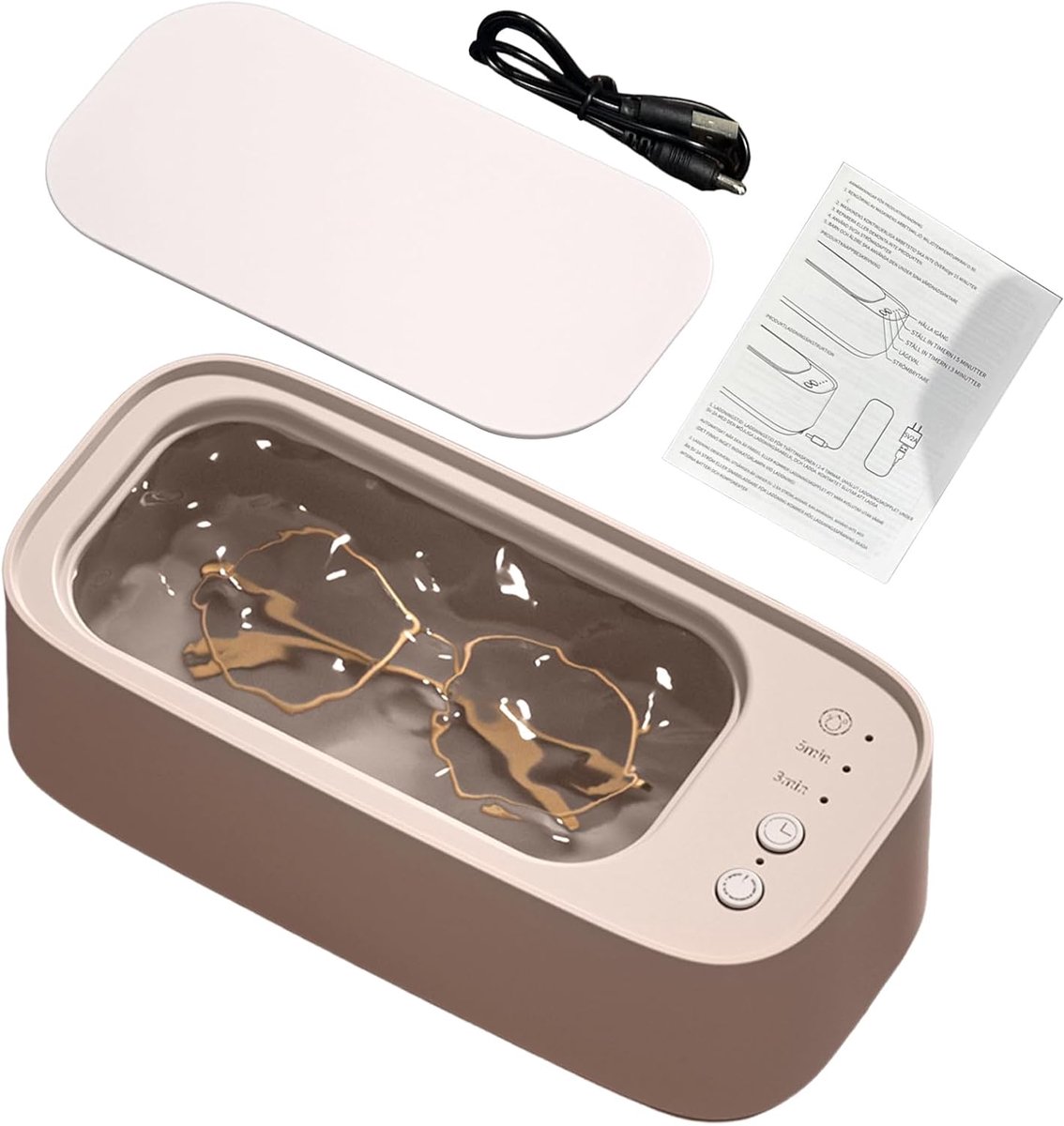 Ultrasoon Reiniger - Gebitsreiniger voor kunstgebit - 45Khz - 3 tijdfuncties - Kunstgebit & Prothese Schoonmaken - Sieraden Reiniger - Brillenbad - Voor Beugels & Protheses - voor bril, sieraden, horloges - Roze