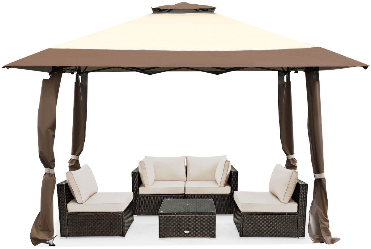 SureDeal® - Partytent - Paviljoen - Dubbel Dak Oxford - Metaal - Draagtas Tuinpaviljoen - Koffiebruin