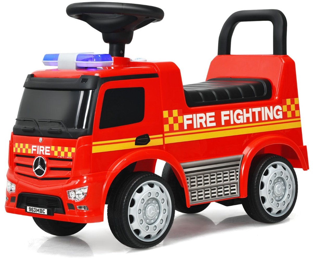 SureDeal® - Speelgoedauto' - Brandweerauto - Kinderen Mercedes Benz - Opbergruimte Stuur Rugleuning - Kleuters - 61,5x28,5x43 cm - Rood