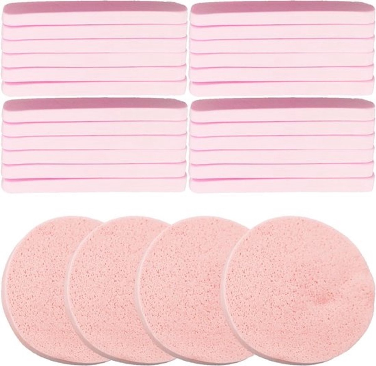 Gezichtssponzen - Reinigingssponzen - Make-up verwijderen - Gecomprimeerd ontwerp - 48 stuks - Roze
