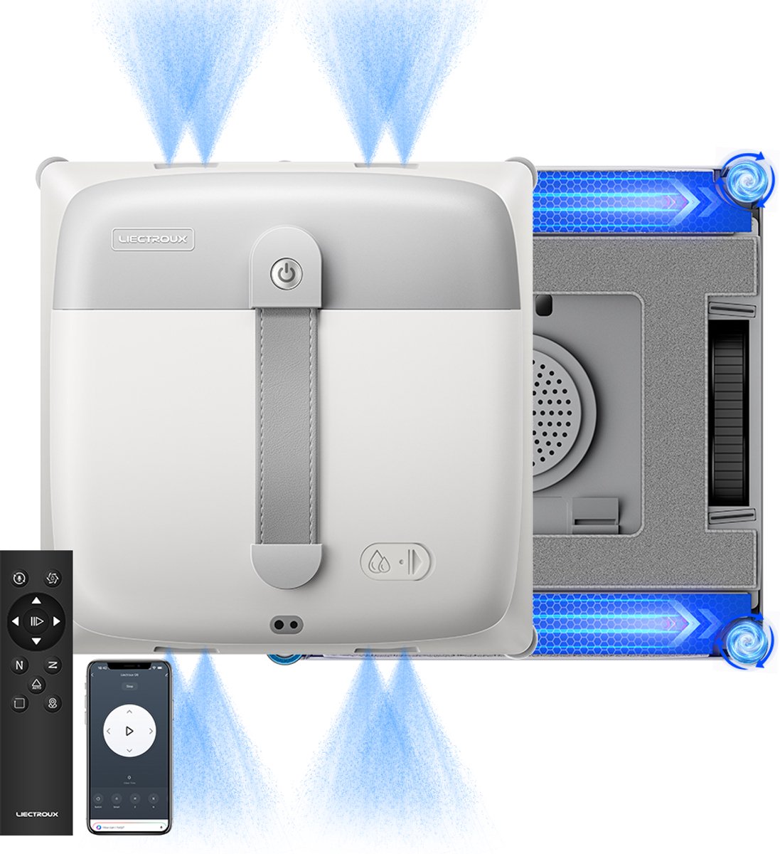 LIECTROUX G9 Slimme Ramenwasrobot – Dubbele Bionische Armen – 8-voudige Waterspray – App & Afstandsbediening – Automatische Ruitenreiniger