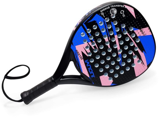 IANONI PR8100 Padel Racket – Carbon Fiber 3-Layer – Power & Controle – Anti-Slip Grip – Unisex – Inclusief Polsband