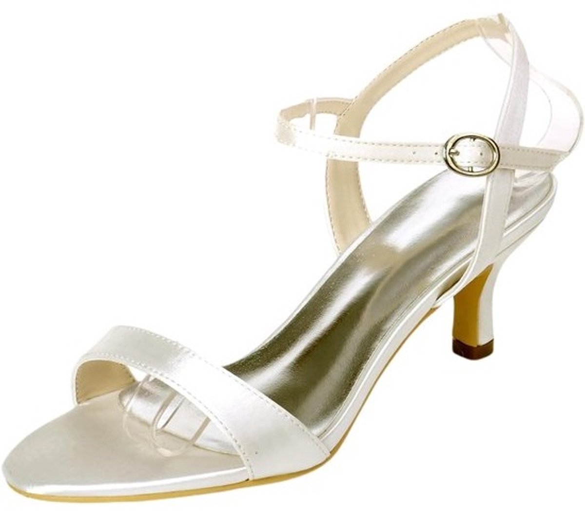 Dames sandaal open teen 6 cm kitten hak zilver