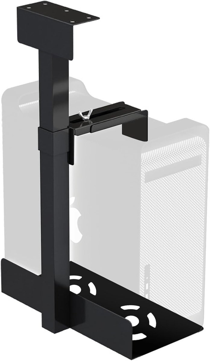 Robuuste en Verstelbare PC Houder Onder Bureau met 360° Rotatie, Geschikt voor Computer en Laptop, Hoogte Verstelbaar van 300-500mm, Tot 25kg Belastbaar