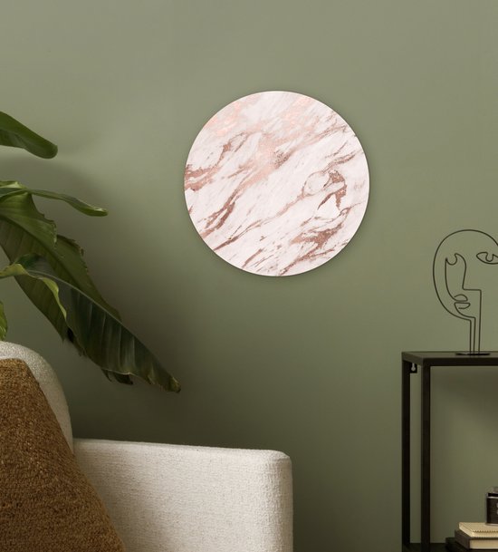 Cercle mural - Plastique - Marbre - Wit - Rose - ⌀ 30 cm