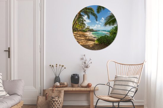 WallCircle - Tableau - Vue La Mer Entre Les Palmiers Maui Et - Multicolore - 90 X 90 Cm