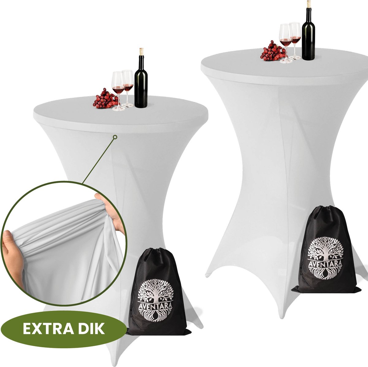 Statafelrok Licht Grijs x 2 – Ø80-85 x 110 cm – Luxe Extra Dikke Stretch Stof – Inclusief Opbergtas – Kras- en Kreukvrije Statafelhoes – Perfect voor Horeca, Bruiloften en Feesten