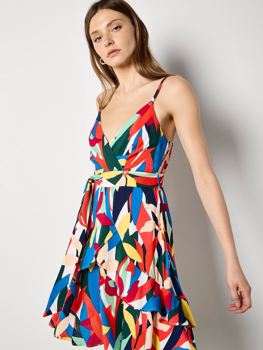 Mini-cami-jurk met kleurblokken en gelaagde randen