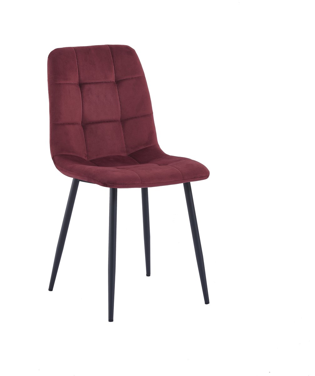 Colenis Bloqs Eetkamerstoel – Bordeaux – Velvet – Set van 2