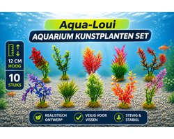 Aquarium Kunstplanten - Set van 10 - 12 cm - Kunst Aquarium Planten - Aquarium Decoratie - Voor Zoet- & Zoutwater - Aqua-Loui®