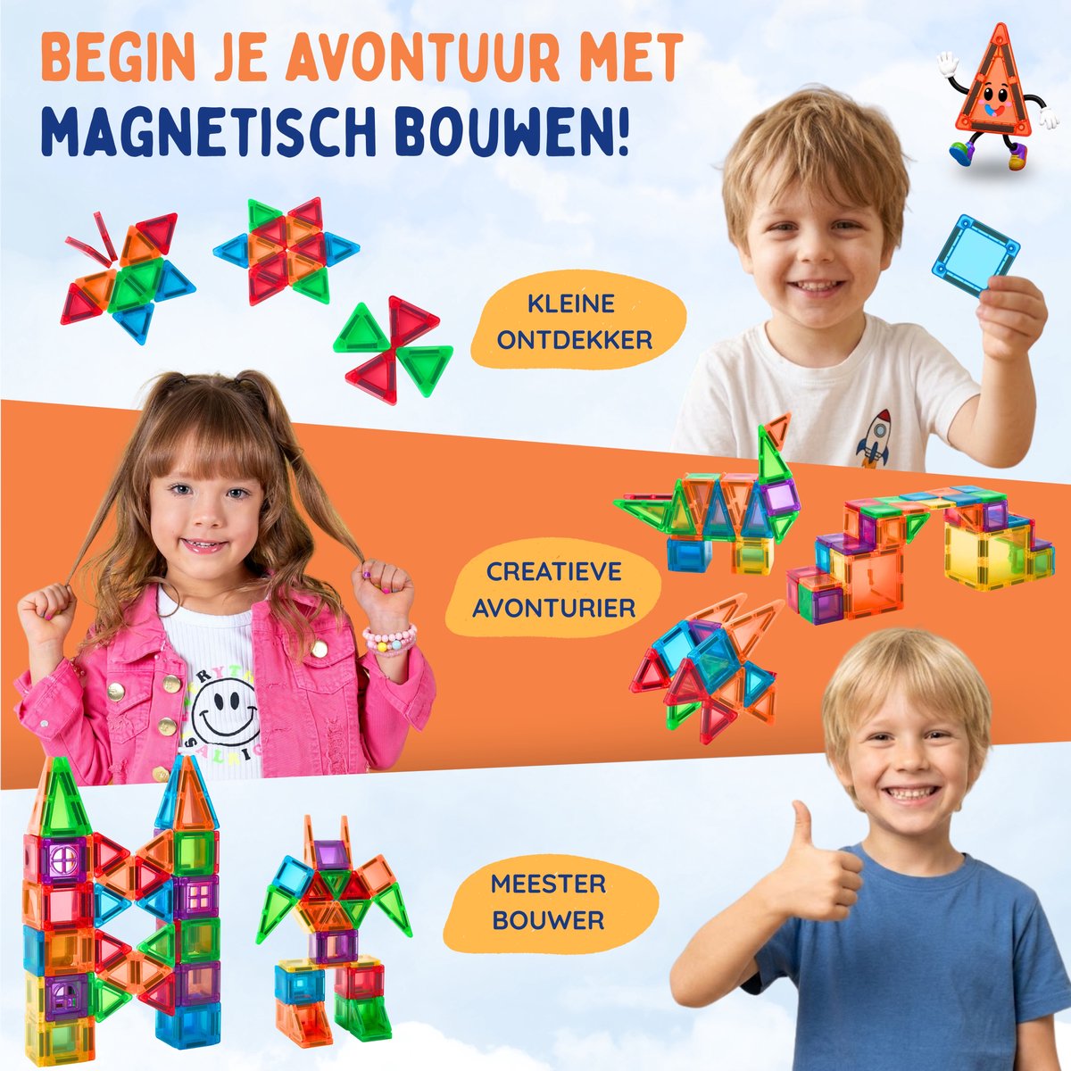 Playablez Mini Magnetic Tiles Travel Set - 72 Stuks - Magnetische Tegels Reisset met Opbergblik - Reisspeelgoed voor Onderweg - Magnetisch Bouwspeelgoed Montessori Speelgoed voor in de Auto in het Vliegtuig - Magna Magneten Speelgoed Jongens Meisjes — cadeau in Spellen & Speelgoed - foto 5