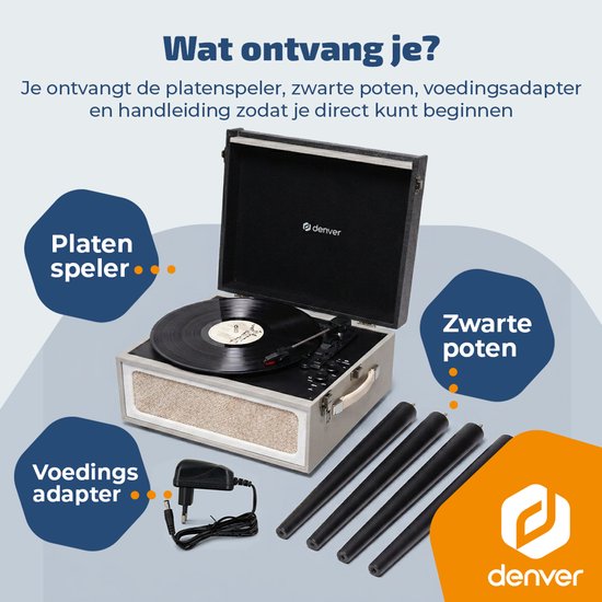 Denver Platenspeler Bluetooth - Ingebouwde Speakers - FM Radio - Auto-stop - Retro - VPR250 — afbeelding 4