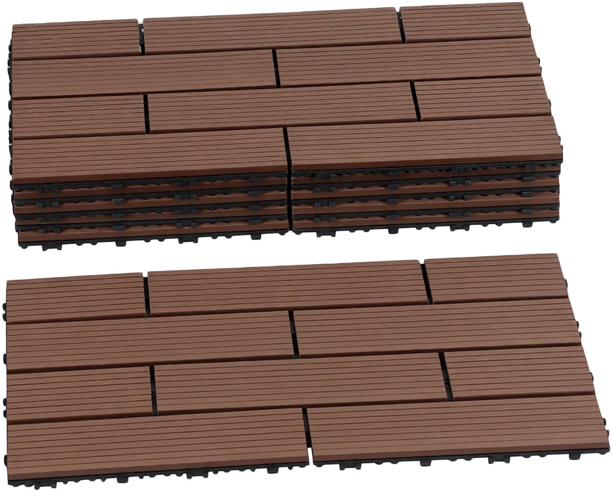 Terrastegels houten tegels 30x60cm 24 stuks Bruin Terrastegels houten tegels met kliksysteem voor terras balkon