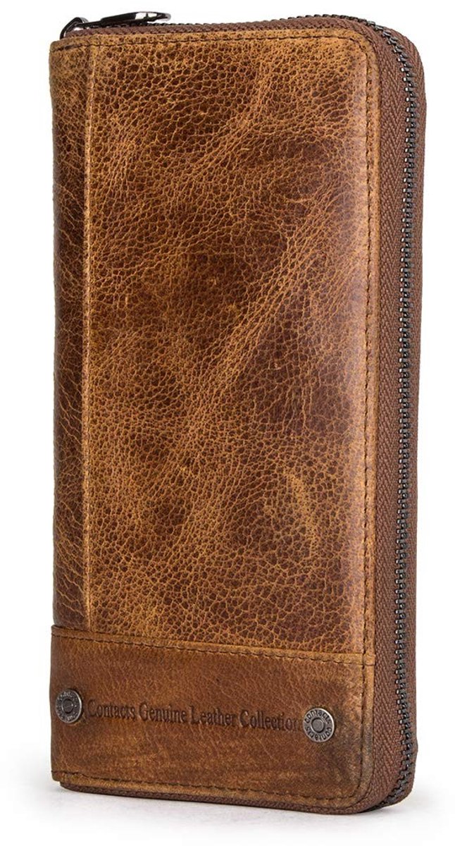 Dailygoods - Leren Lange Portemonnee met Rits - Bruin