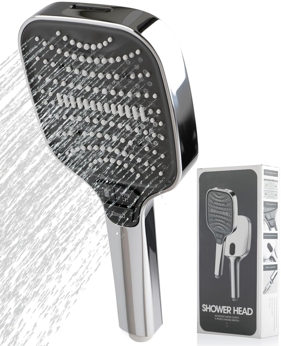 Dailygoods- Douchekop hoge waterdruk - Handdouche - 8 straalsoorten - Waterbesparend - Huidvriendelijk - Siliconen douchekop 26,5 x 12 cm