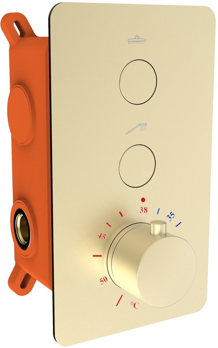 Inbouw douchethermostaat Sanitado Fancy Click met inbouwbox en afdekplaat in mat goud